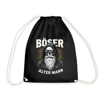 Nasty Old Man Skull Pullover Hoodie - Drawstring Bag - black - Front