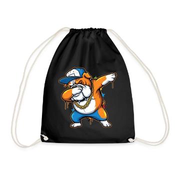 Urban Bulldog Dab Street Art Illustration - Drawstring Bag - black - Front