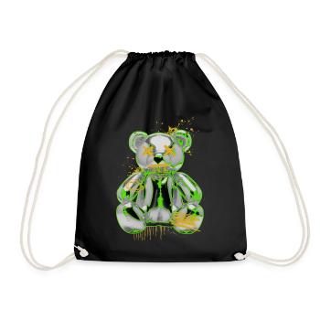 Graffiti Teddy Bear Rebellion Urban Art - Drawstring Bag - black - Front