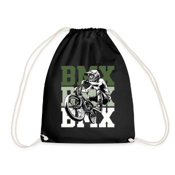 BMX Rider Design – Street & Dirt Bike Style - Drawstring Bag - black - Front
