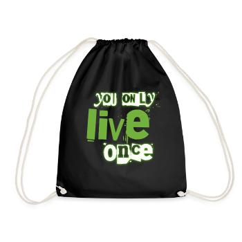 You Only Live Once Green Graffiti Look - Drawstring Bag - black - Front