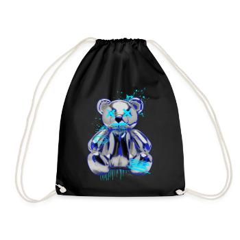 Graffiti-Bär Neon Tropfen Teddybär - Turnbeutel - Schwarz - Vorne