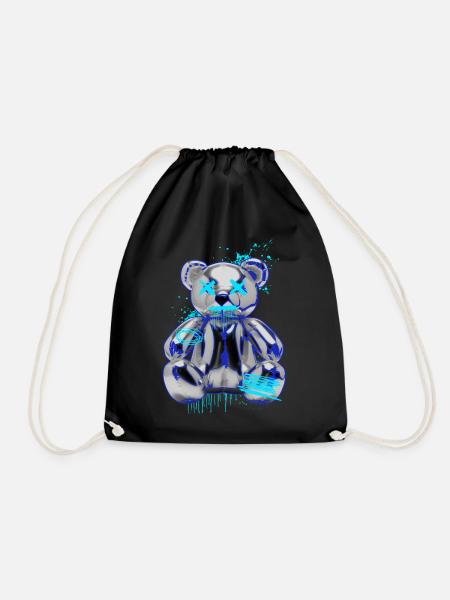 Graffiti-Bär Neon Tropfen Teddybär - Turnbeutel - Schwarz