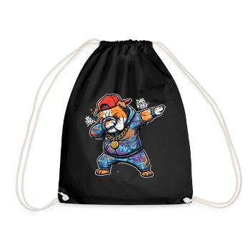 Graffiti Bulldog Hoodie Cap Street Art - Drawstring Bag - black - Front