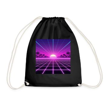 Sonnenuntergang Neon Retrogrid back to 90s - Turnbeutel - Schwarz - Vorne