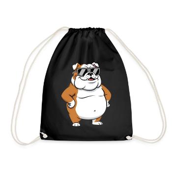 Sun Bulldog Sunglasses Fat Cool Dog - Drawstring Bag - black - Front