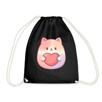 Cuddly Kitten Heart Love - Drawstring Bag - black - Front