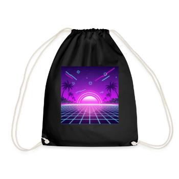 Neon Retro Sunset Grid - Turnbeutel - Schwarz - Vorne