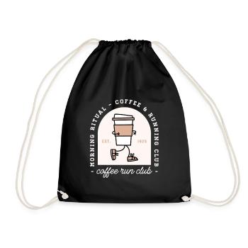 Funny coffee and running lovers run club - Drawstring Bag - black - Front