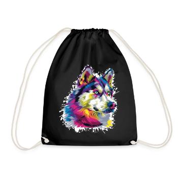 Wolf Animal Art - Drawstring Bag - black - Front
