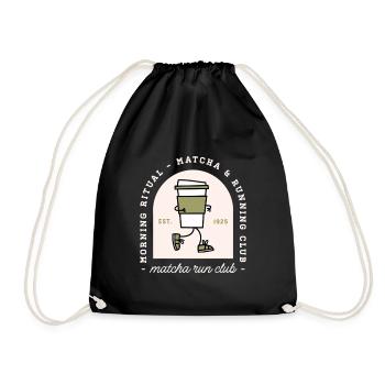 Matcha and running lovers run club funny runner - Drawstring Bag - black - Front