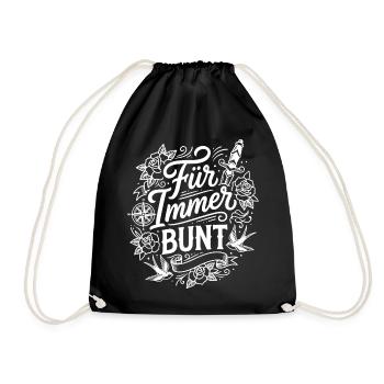 Für immer bunt – Tattoo-Style Design - Turnbeutel - Schwarz - Vorne