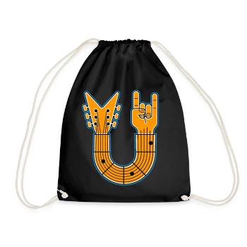 Guitare en U & Rock Hand - Sac de sport léger - noir - Devant