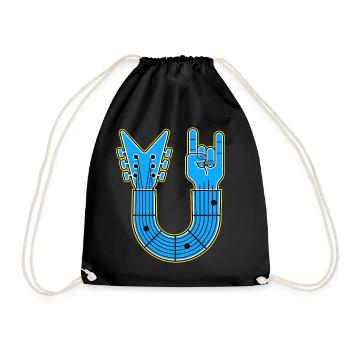 Blaue U-Form Gitarre mit Rock Hand - Turnbeutel - Schwarz - Vorne