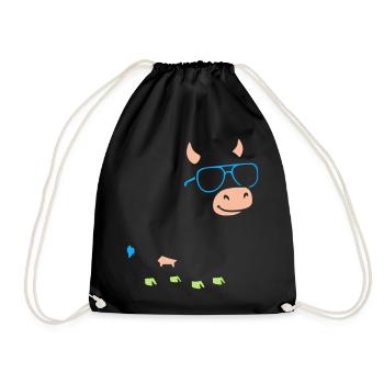Cool Cow Sunglasses Abstract Vector - Drawstring Bag - black - Front