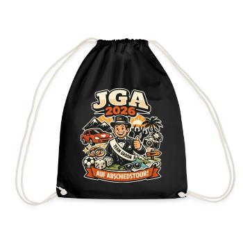 JGA 2026 Lustig Geschenk - Turnbeutel - Schwarz - Vorne