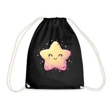 Pastellstern Kawaii Glanz - Turnbeutel - Schwarz - Vorne