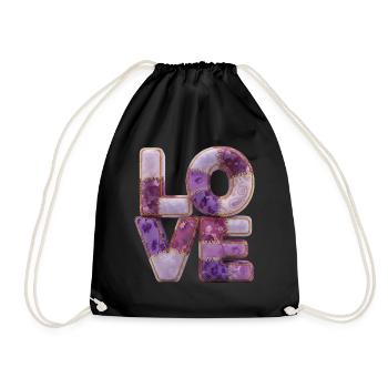 Patchwork Love Quiltlook Lettering - Drawstring Bag - black - Front