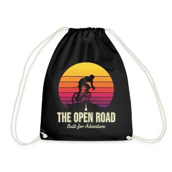 Open Road Adventure Cyclist Print - Turnbeutel - Schwarz - Vorne