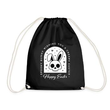 Creepy Happy Easter bunny skull gothic aesthetic - Drawstring Bag - black - Front