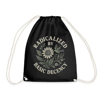 Radicalized By Basic Decency Floral Design - Drawstring Bag - black - Front