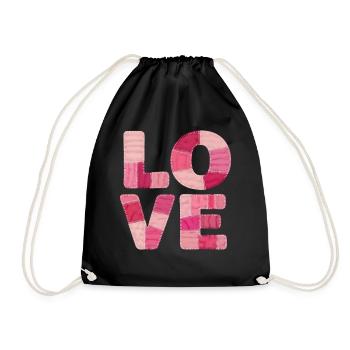 Love Patchwork Shirt Stickers for Women - Drawstring Bag - black - Front
