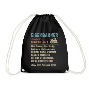 Railwayman Definition Railway Locomotive - Drawstring Bag - black - Front