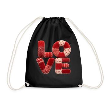 Patchwork Love Romantic Gift for Girlfriend - Drawstring Bag - black - Front