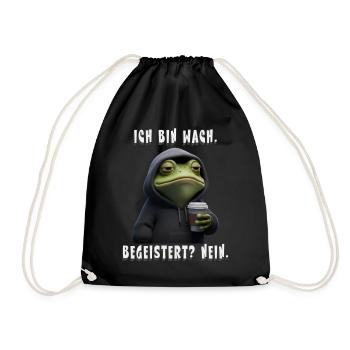 Cadeau de grenouille à café pour les collègues et amis - Sac de sport léger - noir - Devant