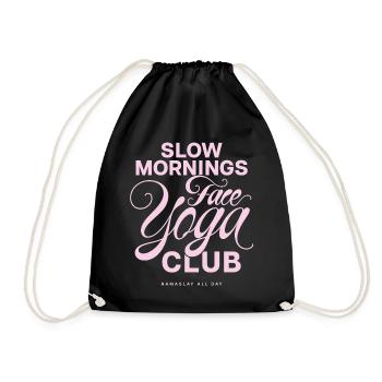 Slow Mornings Face Yoga Club - Drawstring Bag - black - Front