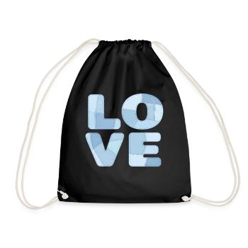 Motif d’amour en patchwork bleu pour enfants et bébés - Sac de sport léger - noir - Devant
