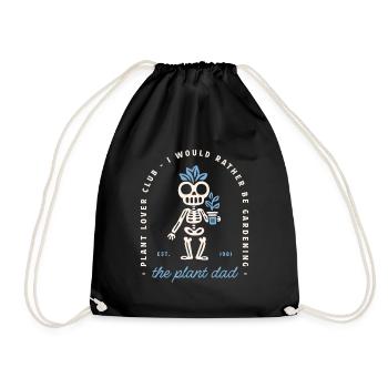 Plant dad funny men gardening goth gardener - Drawstring Bag - black - Front