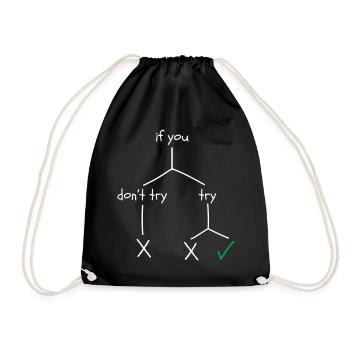 Motivational design about courage and perseverance - Drawstring Bag - black - Front