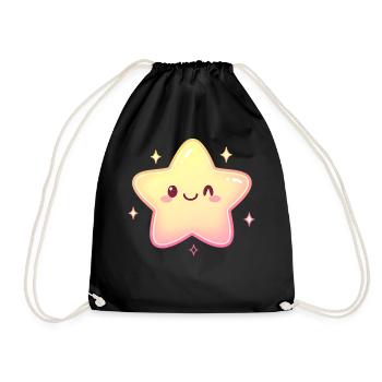 Süßer Stern Motiv für Kinder Kawaii Cartton Fans - Turnbeutel - Schwarz - Vorne