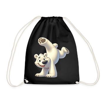 Polar Bear Handstand Somersault North Pole Gymnastics - Drawstring Bag - black - Front