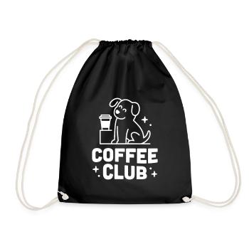 Coffee and dog club funny whimsical aesthetic - Drawstring Bag - black - Front