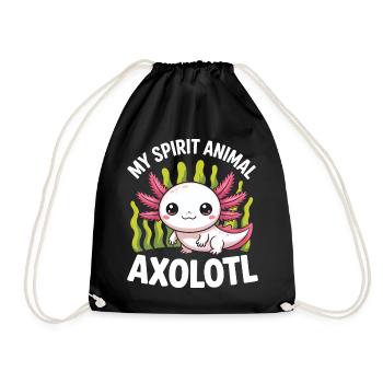Axolotl Spirit: Cute Undersea - Drawstring Bag - black - Front