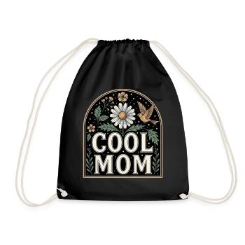 Cool Mom Blumen Vintage Design - Turnbeutel - Schwarz - Vorne
