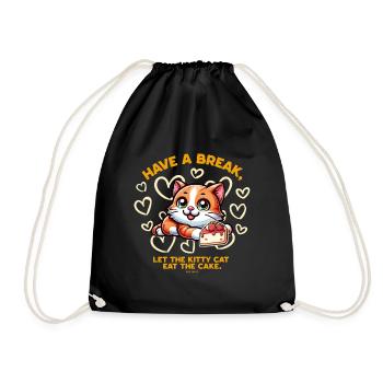 Cat loves cake - Drawstring Bag - black - Front