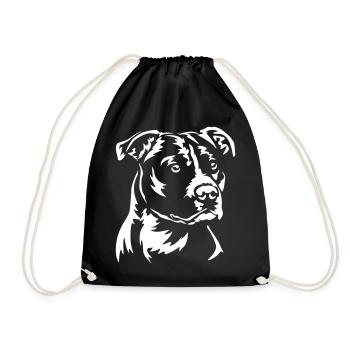 American Staffordshire Terrier Kopf"Black Edition" - Turnbeutel - Schwarz - Vorne