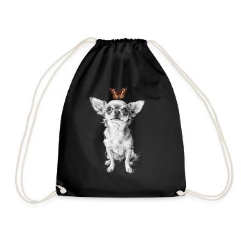 Chihuahua Butterfly Street Art Motif - Drawstring Bag - black - Front