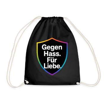 Gegen Hass Für Liebe Schild Design - Turnbeutel - Schwarz - Vorne