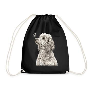 Banksy Style Pudel Hunde Schmetterling Vintage - Turnbeutel - Schwarz - Vorne