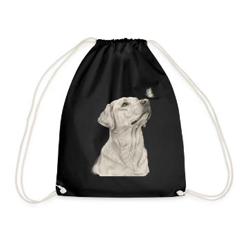Labrador avec motif de chien papillon - Sac de sport léger - noir - Devant