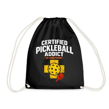 Pickleball Addict Badge - Drawstring Bag - black - Front