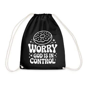 Worry Free Faith: God Is In Control - Drawstring Bag - black - Front