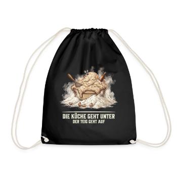 Backen Backchaos Lustiger Spruch Küche Geschenk - Turnbeutel - Schwarz - Vorne