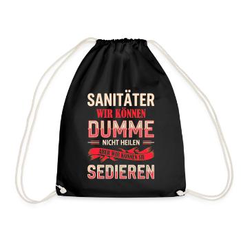 Sanitäter Dumme Heilen Geschenkidee - Turnbeutel - Schwarz - Vorne
