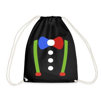 Suspenders Bow Tie Clown Nerd Carnival Costume - Drawstring Bag - black - Front