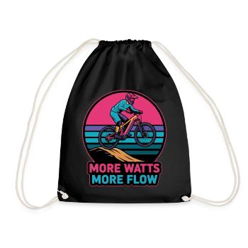 Retro E-MTB Sonnenuntergang Mehr Watt Mehr Durchfluss - Turnbeutel - Schwarz - Vorne